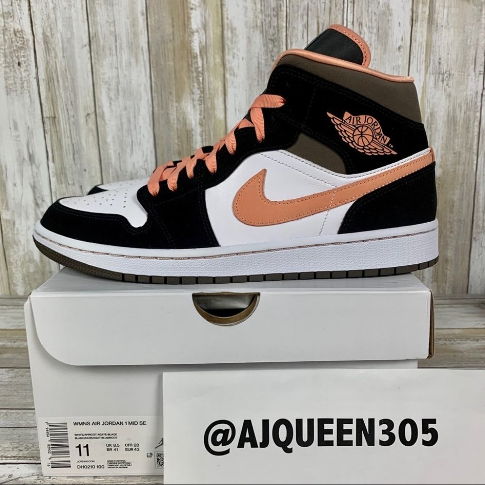 Air Jordan 1 Mid Peach Mocha M9.5/W11 - Picture 7 of 8